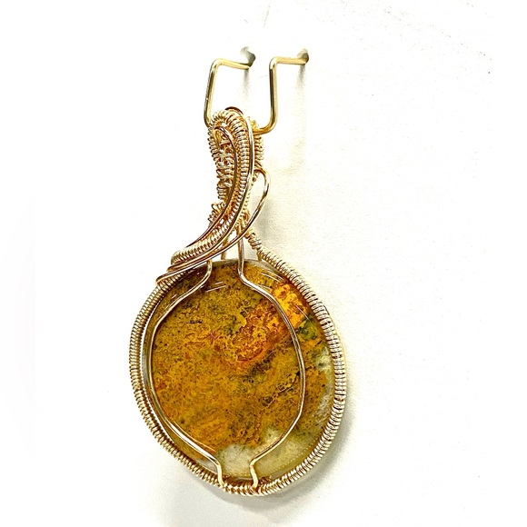 HANDMADE Bumblebee Jasper Cabochon Hand Wrapped Pendant, Artisan Jewelry Gift - Picture 10 of 10